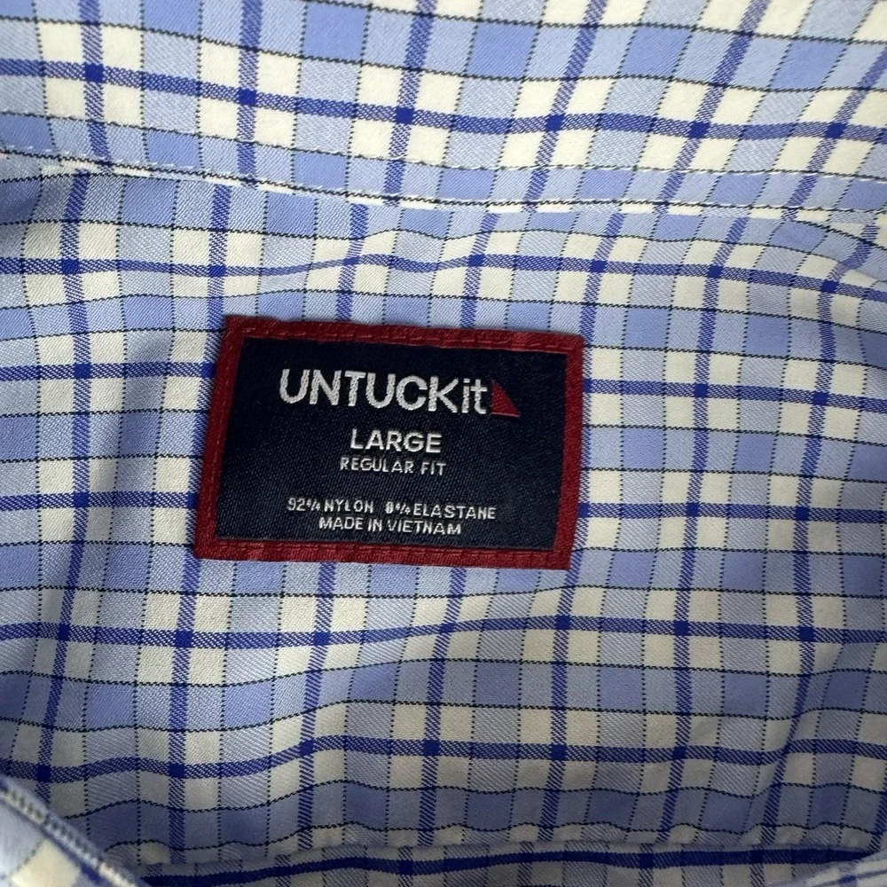 Untuckit Mens Long Sleeve Button Shirt Plaid Collared Business Casual Top Large